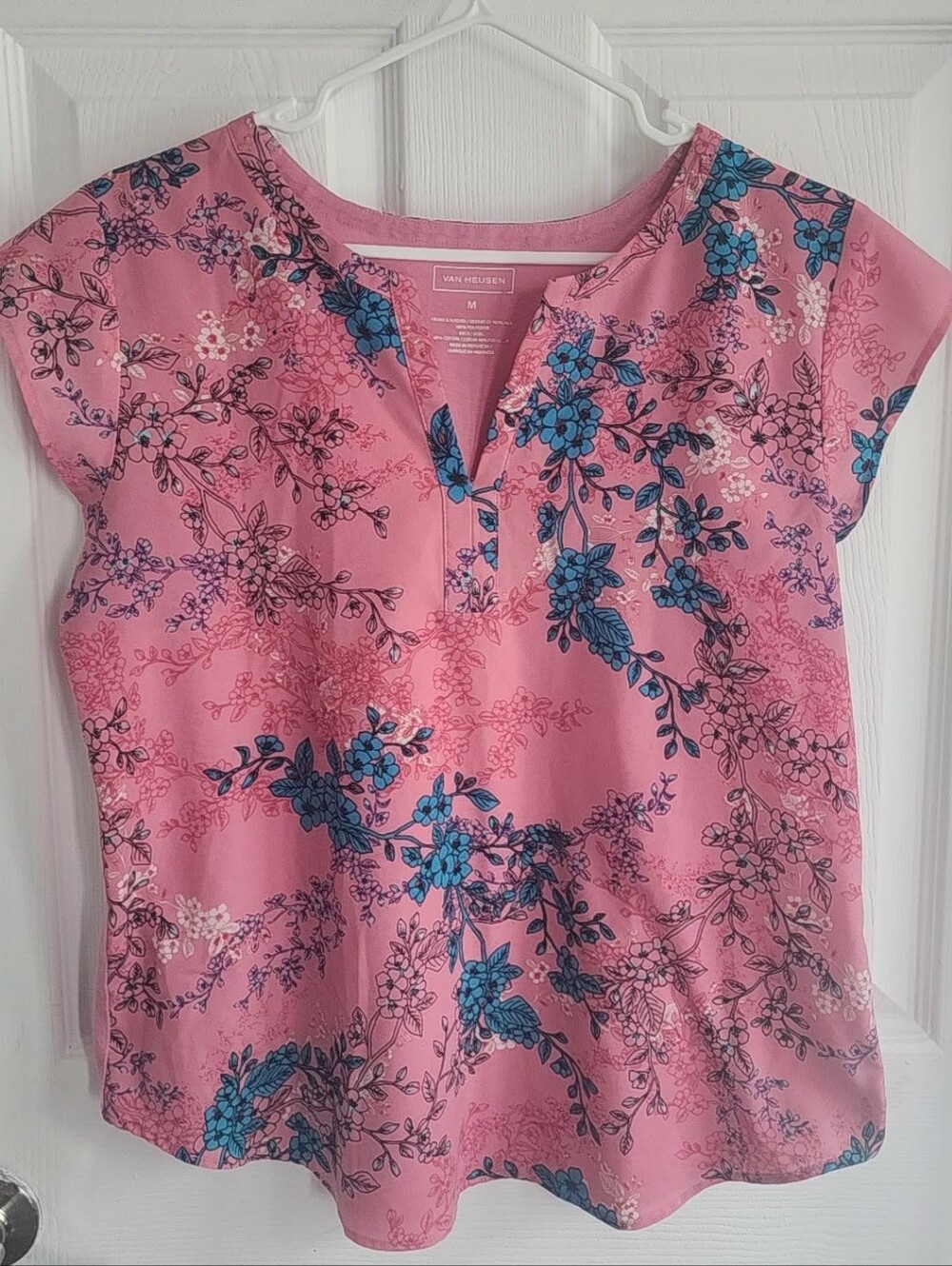 Van Heusen Pink Floral Notch-Neck Blouse/1005